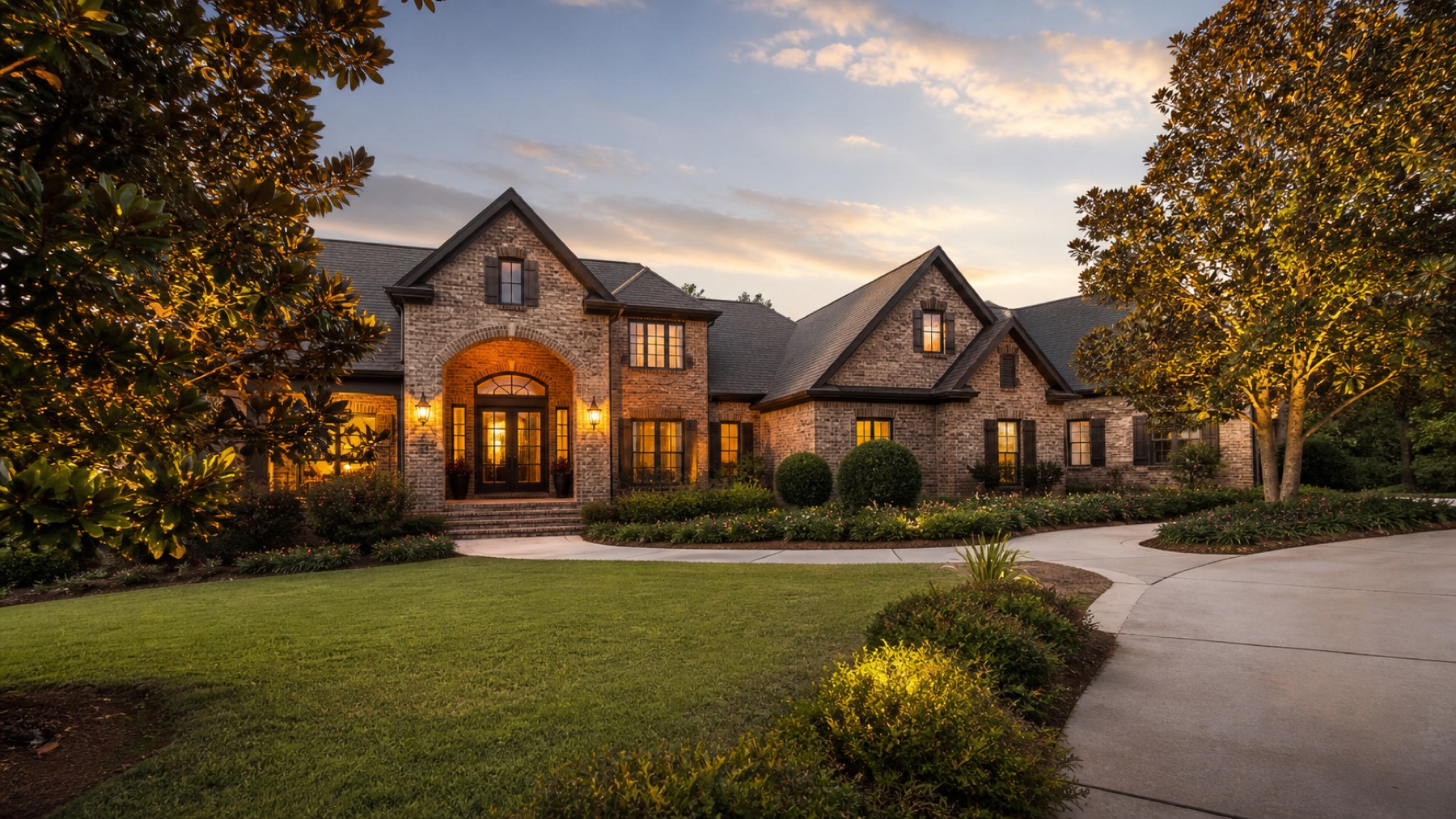 Editorial luxury home exterior inspired by McDonough, Georgia